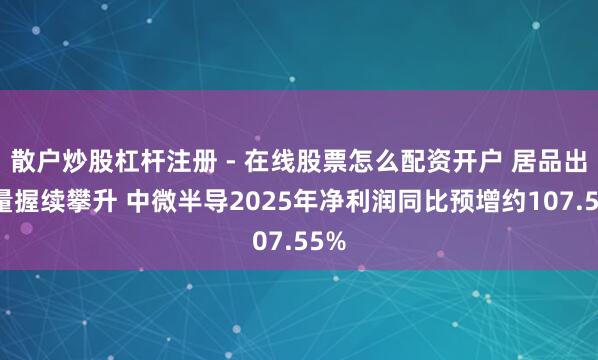 散户炒股杠杆注册 - 在线股票怎么配资开户 居品出货量握续攀升 中微半导2025年净利润同比预增约107.55%