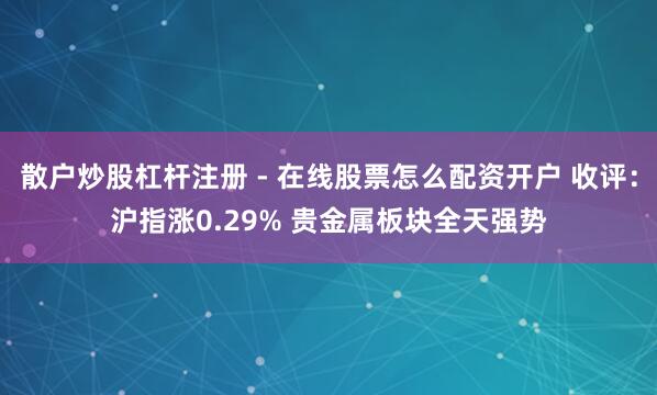 散户炒股杠杆注册 - 在线股票怎么配资开户 收评：沪指涨0.29% 贵金属板块全天强势
